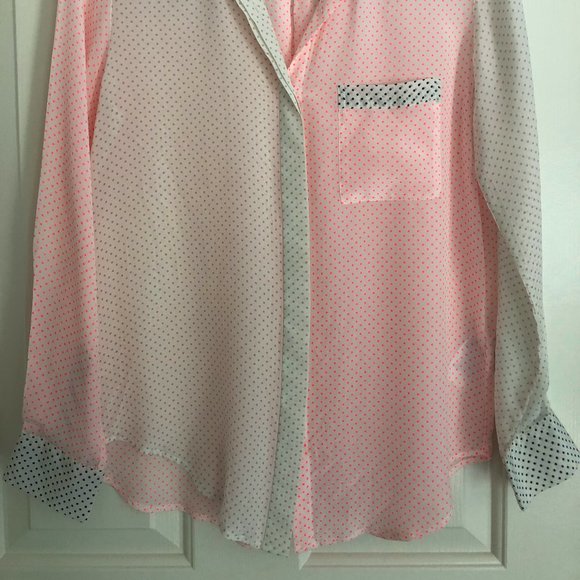 Uniqlo Pindot Colourblock 100% silk blouse Sz XS - Picture 2 of 9